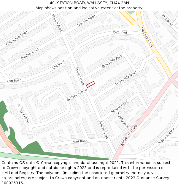 40, STATION ROAD, WALLASEY, CH44 3AN: Location map and indicative extent of plot
