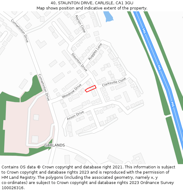 40, STAUNTON DRIVE, CARLISLE, CA1 3GU: Location map and indicative extent of plot