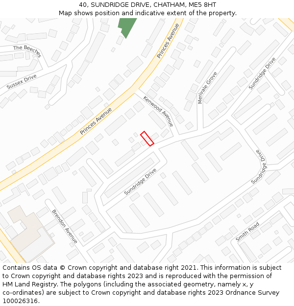 40, SUNDRIDGE DRIVE, CHATHAM, ME5 8HT: Location map and indicative extent of plot
