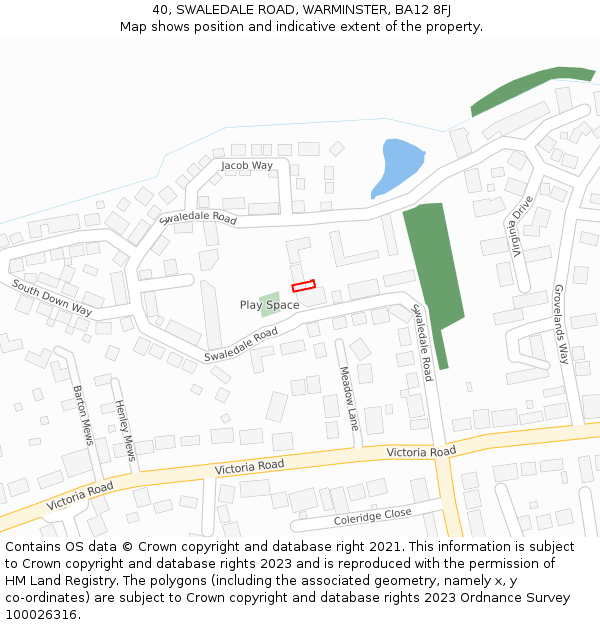 40, SWALEDALE ROAD, WARMINSTER, BA12 8FJ: Location map and indicative extent of plot