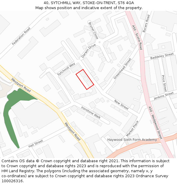 40, SYTCHMILL WAY, STOKE-ON-TRENT, ST6 4GA: Location map and indicative extent of plot