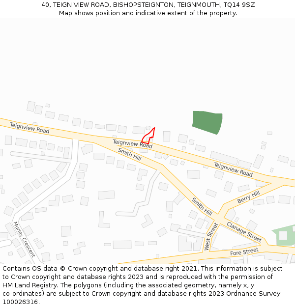 40, TEIGN VIEW ROAD, BISHOPSTEIGNTON, TEIGNMOUTH, TQ14 9SZ: Location map and indicative extent of plot