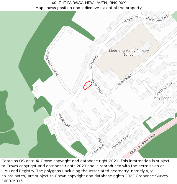 40, THE FAIRWAY, NEWHAVEN, BN9 9XX: Location map and indicative extent of plot