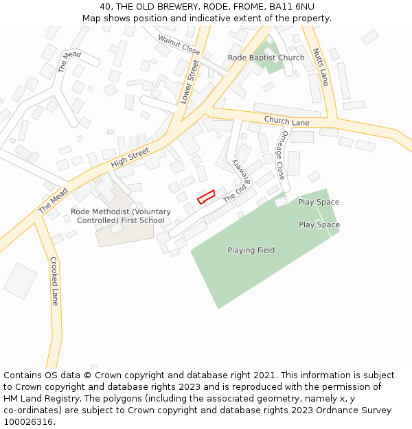 40, THE OLD BREWERY, RODE, FROME, BA11 6NU: Location map and indicative extent of plot