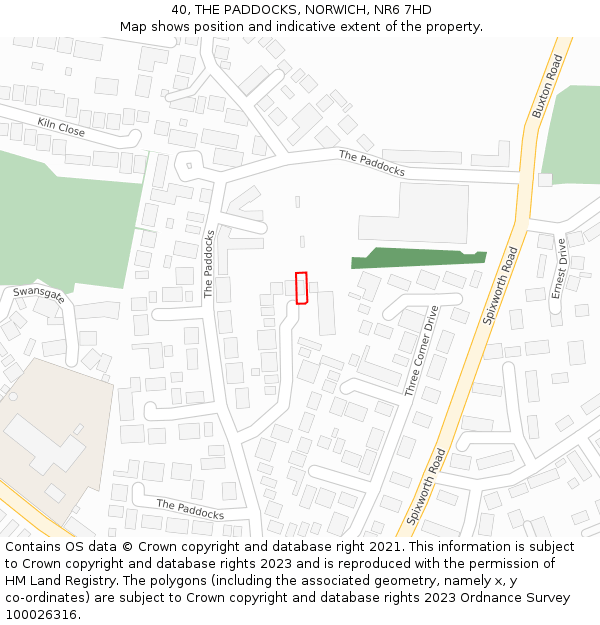 40, THE PADDOCKS, NORWICH, NR6 7HD: Location map and indicative extent of plot