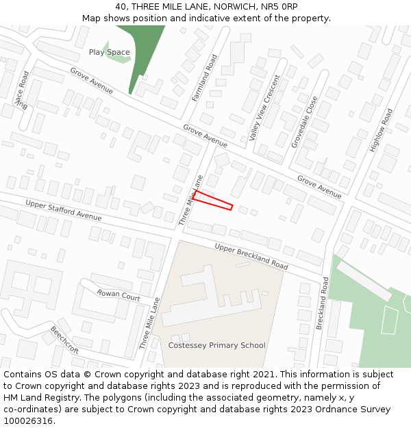 40, THREE MILE LANE, NORWICH, NR5 0RP: Location map and indicative extent of plot