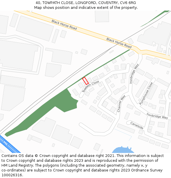 40, TOWPATH CLOSE, LONGFORD, COVENTRY, CV6 6RG: Location map and indicative extent of plot