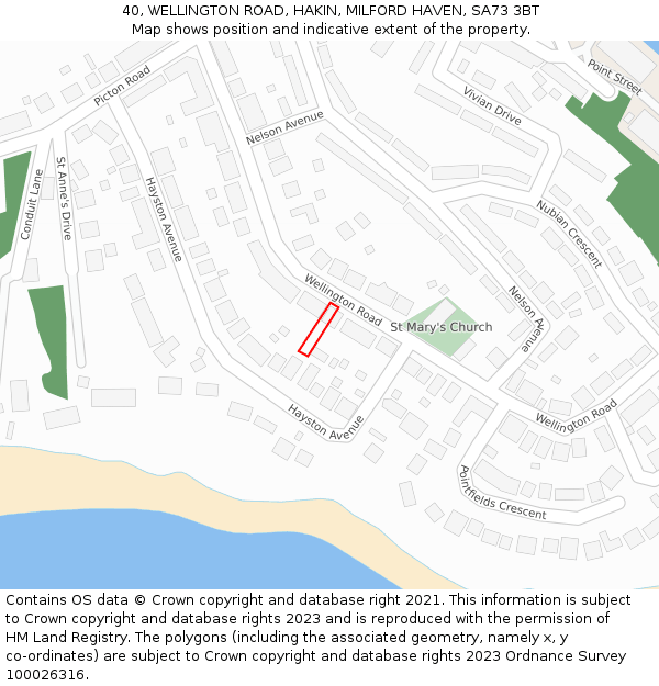 40, WELLINGTON ROAD, HAKIN, MILFORD HAVEN, SA73 3BT: Location map and indicative extent of plot