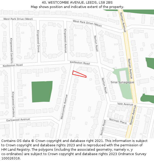 40, WESTCOMBE AVENUE, LEEDS, LS8 2BS: Location map and indicative extent of plot