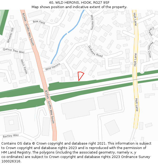 40, WILD HERONS, HOOK, RG27 9SF: Location map and indicative extent of plot