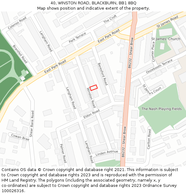 40, WINSTON ROAD, BLACKBURN, BB1 8BQ: Location map and indicative extent of plot
