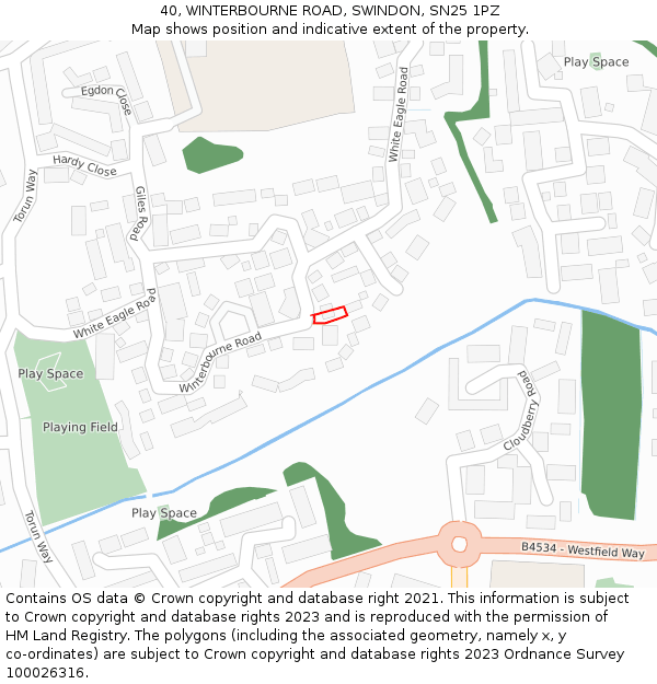 40, WINTERBOURNE ROAD, SWINDON, SN25 1PZ: Location map and indicative extent of plot