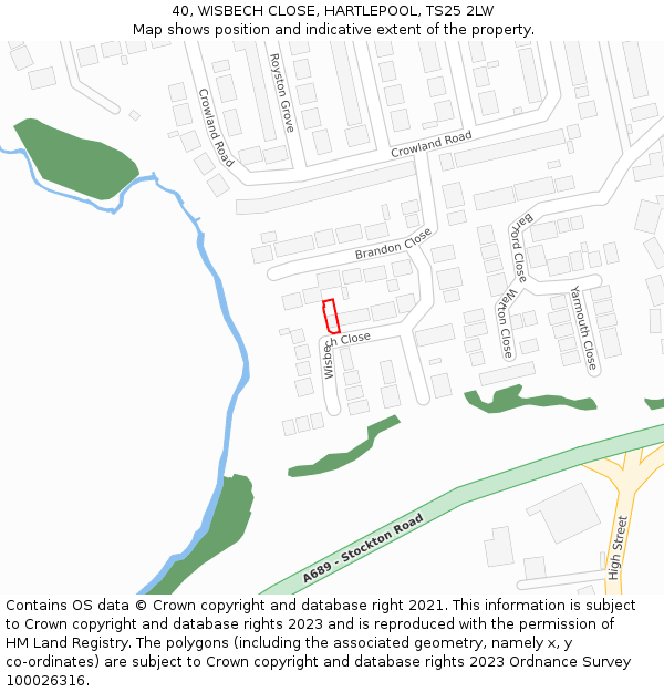 40, WISBECH CLOSE, HARTLEPOOL, TS25 2LW: Location map and indicative extent of plot