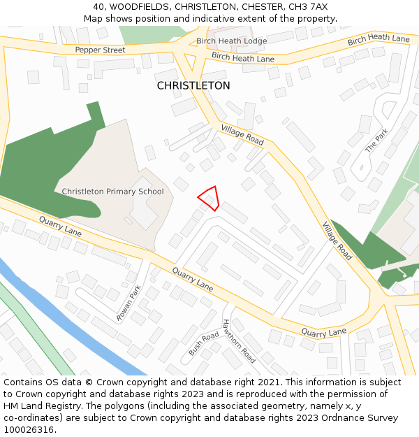 40, WOODFIELDS, CHRISTLETON, CHESTER, CH3 7AX: Location map and indicative extent of plot