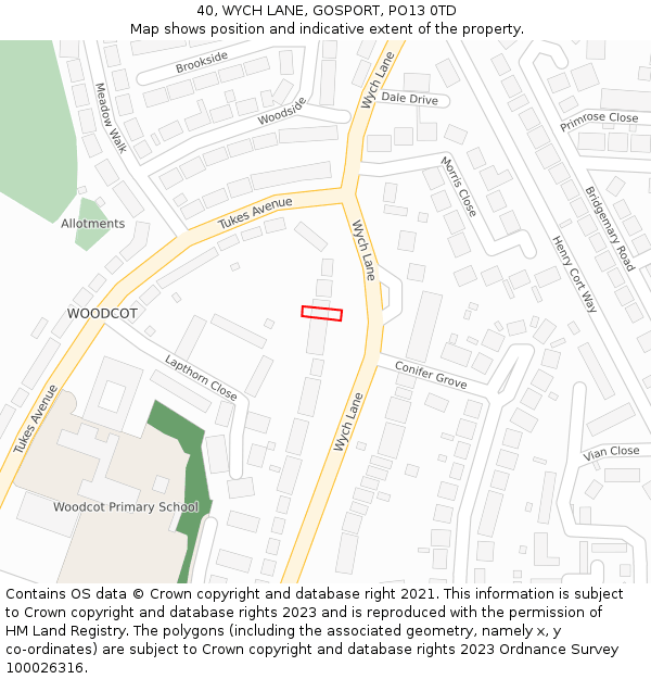 40, WYCH LANE, GOSPORT, PO13 0TD: Location map and indicative extent of plot