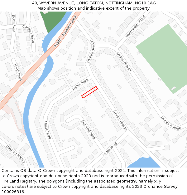 40, WYVERN AVENUE, LONG EATON, NOTTINGHAM, NG10 1AG: Location map and indicative extent of plot