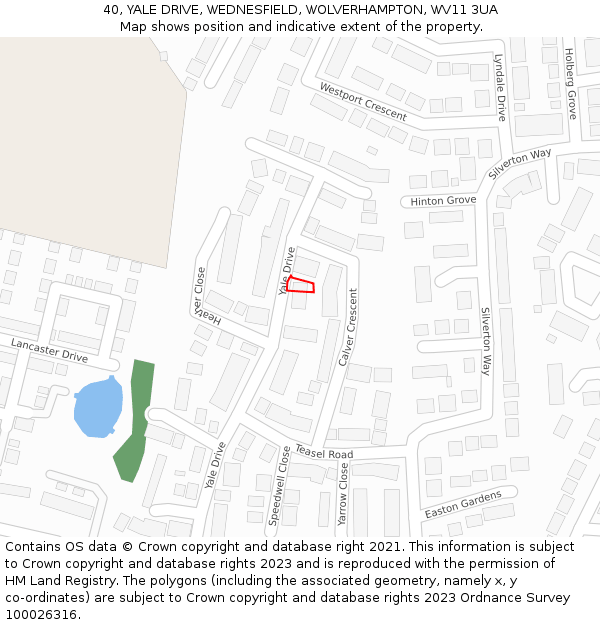 40, YALE DRIVE, WEDNESFIELD, WOLVERHAMPTON, WV11 3UA: Location map and indicative extent of plot