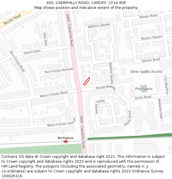 400, CAERPHILLY ROAD, CARDIFF, CF14 4NF: Location map and indicative extent of plot
