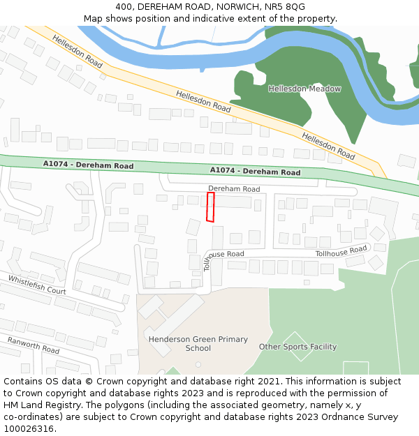400, DEREHAM ROAD, NORWICH, NR5 8QG: Location map and indicative extent of plot