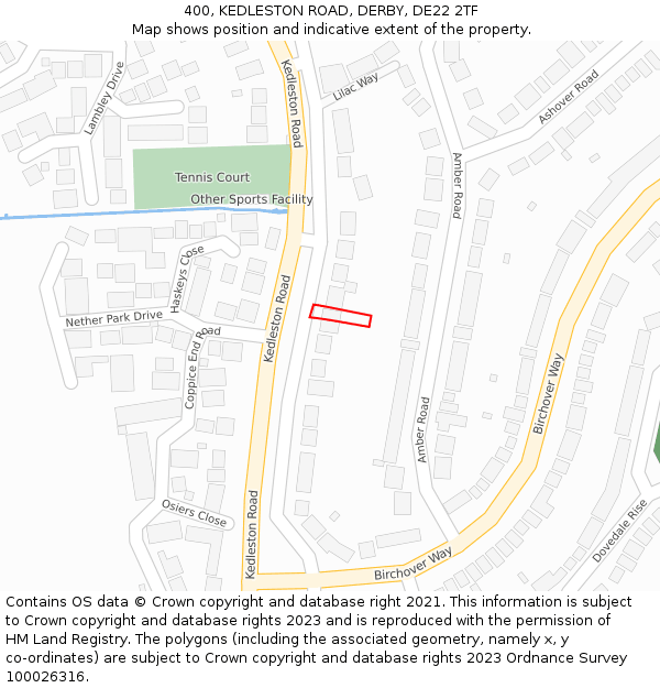 400, KEDLESTON ROAD, DERBY, DE22 2TF: Location map and indicative extent of plot