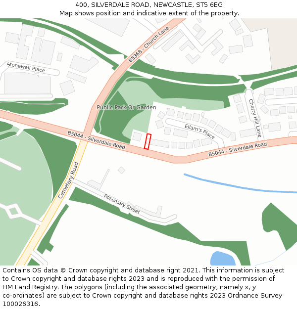 400, SILVERDALE ROAD, NEWCASTLE, ST5 6EG: Location map and indicative extent of plot