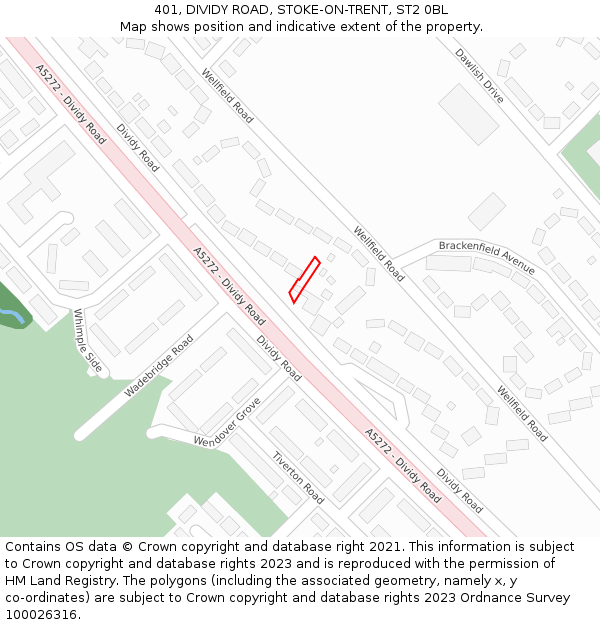 401, DIVIDY ROAD, STOKE-ON-TRENT, ST2 0BL: Location map and indicative extent of plot