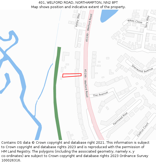 401, WELFORD ROAD, NORTHAMPTON, NN2 8PT: Location map and indicative extent of plot