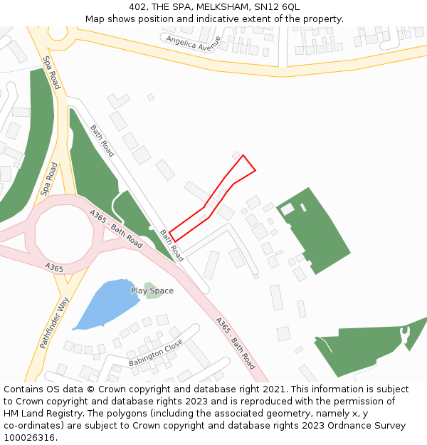 402, THE SPA, MELKSHAM, SN12 6QL: Location map and indicative extent of plot