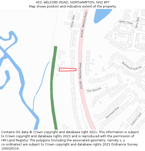 403, WELFORD ROAD, NORTHAMPTON, NN2 8PT: Location map and indicative extent of plot