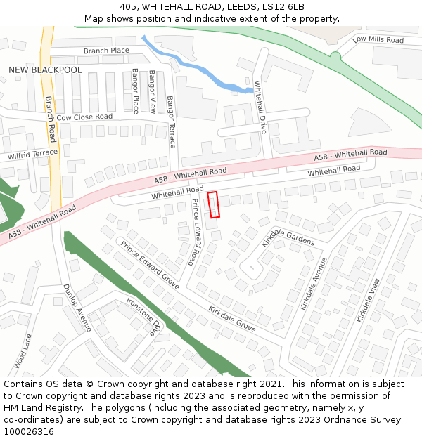 405, WHITEHALL ROAD, LEEDS, LS12 6LB: Location map and indicative extent of plot