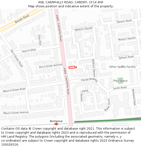 408, CAERPHILLY ROAD, CARDIFF, CF14 4NF: Location map and indicative extent of plot