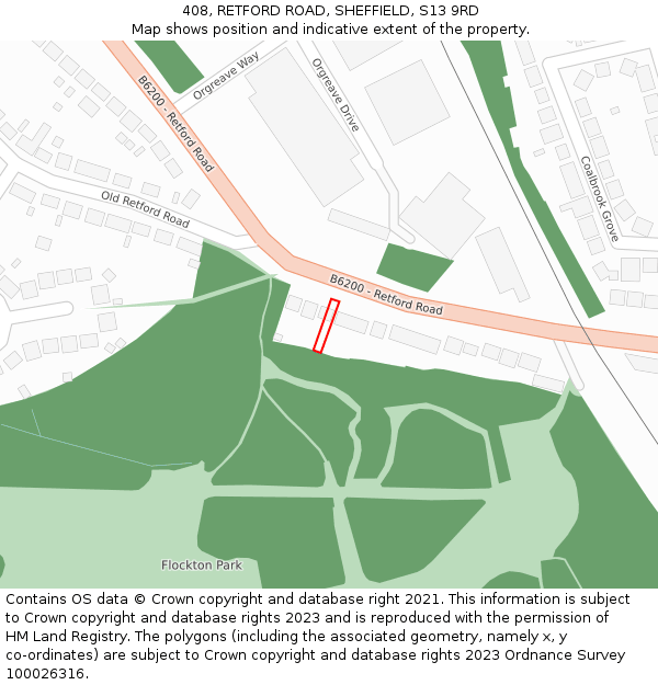 408, RETFORD ROAD, SHEFFIELD, S13 9RD: Location map and indicative extent of plot