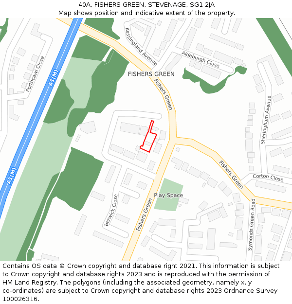 40A, FISHERS GREEN, STEVENAGE, SG1 2JA: Location map and indicative extent of plot