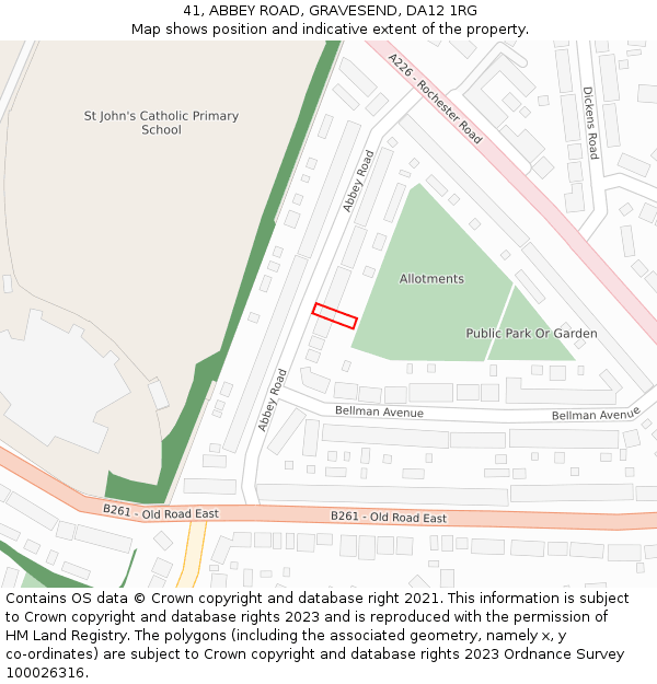 41, ABBEY ROAD, GRAVESEND, DA12 1RG: Location map and indicative extent of plot