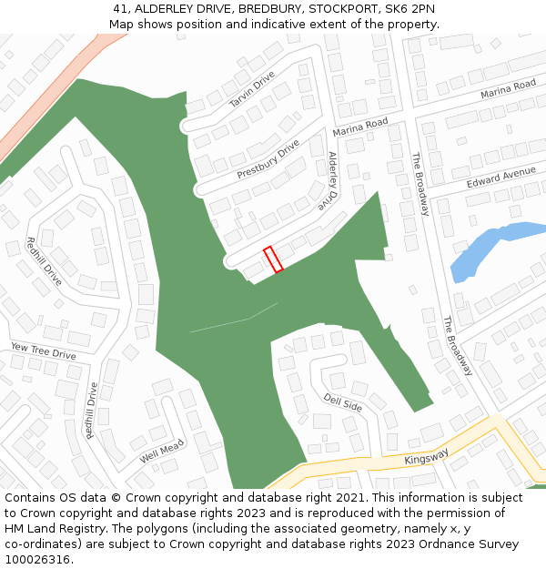 41, ALDERLEY DRIVE, BREDBURY, STOCKPORT, SK6 2PN: Location map and indicative extent of plot