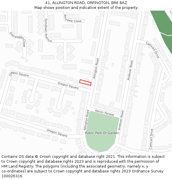 41, ALLINGTON ROAD, ORPINGTON, BR6 8AZ: Location map and indicative extent of plot