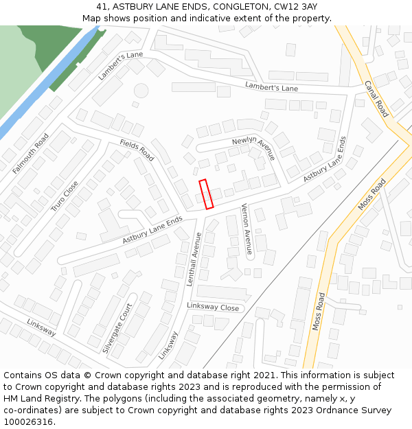 41, ASTBURY LANE ENDS, CONGLETON, CW12 3AY: Location map and indicative extent of plot