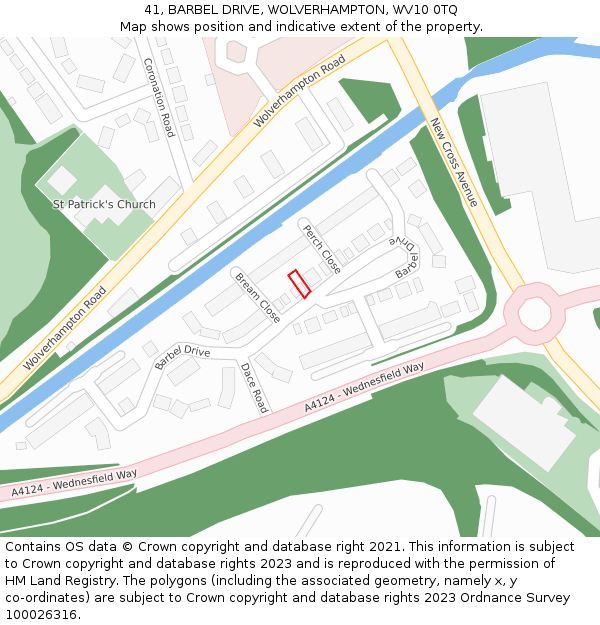 41, BARBEL DRIVE, WOLVERHAMPTON, WV10 0TQ: Location map and indicative extent of plot
