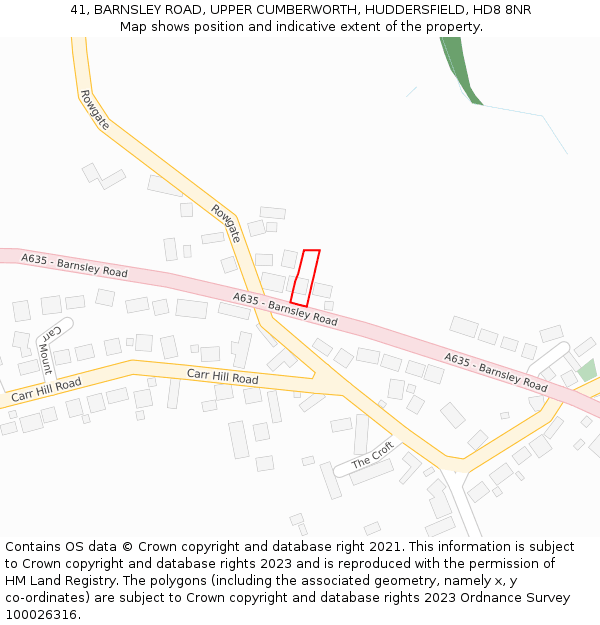 41, BARNSLEY ROAD, UPPER CUMBERWORTH, HUDDERSFIELD, HD8 8NR: Location map and indicative extent of plot