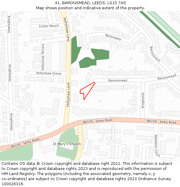 41, BARONSMEAD, LEEDS, LS15 7AS: Location map and indicative extent of plot