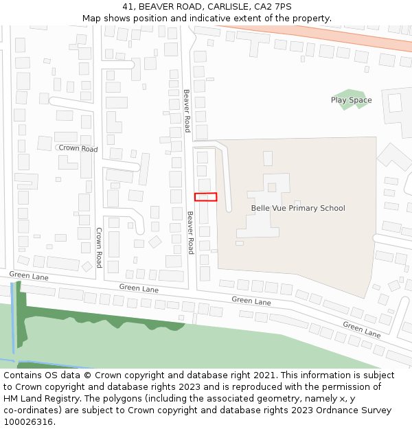 41, BEAVER ROAD, CARLISLE, CA2 7PS: Location map and indicative extent of plot