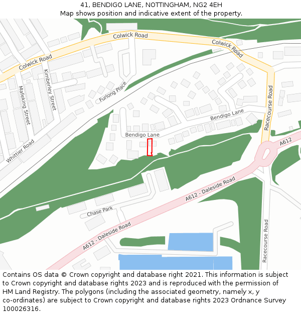 41, BENDIGO LANE, NOTTINGHAM, NG2 4EH: Location map and indicative extent of plot