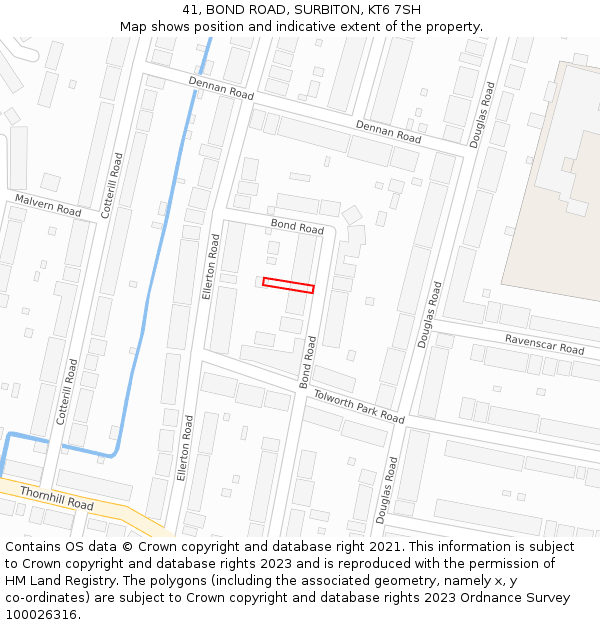 41, BOND ROAD, SURBITON, KT6 7SH: Location map and indicative extent of plot