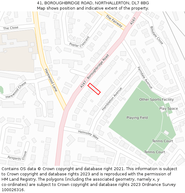 41, BOROUGHBRIDGE ROAD, NORTHALLERTON, DL7 8BG: Location map and indicative extent of plot