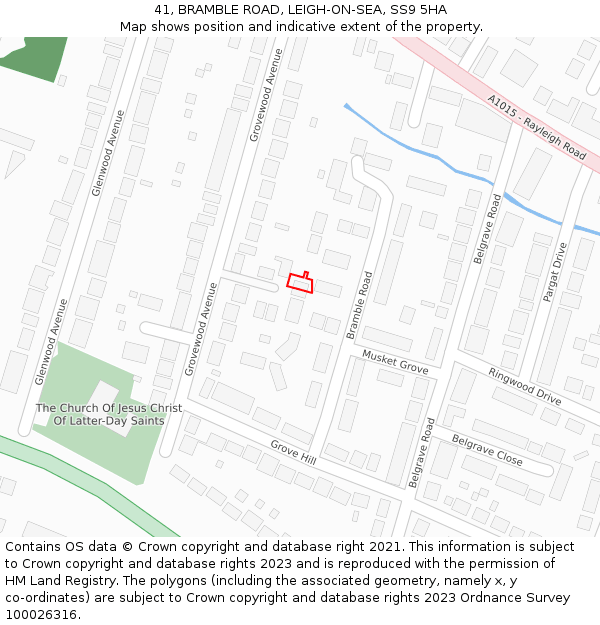 41, BRAMBLE ROAD, LEIGH-ON-SEA, SS9 5HA: Location map and indicative extent of plot
