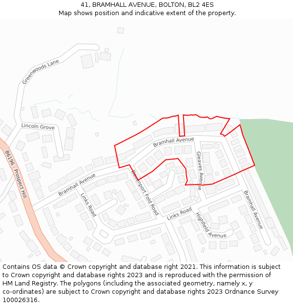41, BRAMHALL AVENUE, BOLTON, BL2 4ES: Location map and indicative extent of plot