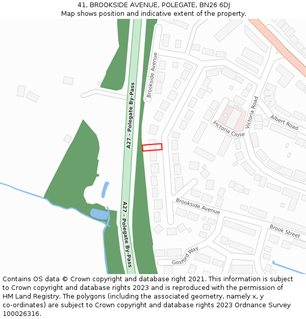 41, BROOKSIDE AVENUE, POLEGATE, BN26 6DJ: Location map and indicative extent of plot