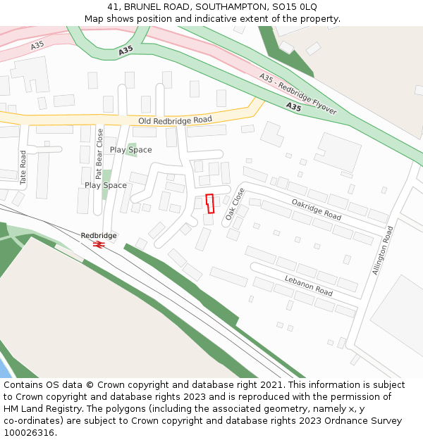41, BRUNEL ROAD, SOUTHAMPTON, SO15 0LQ: Location map and indicative extent of plot
