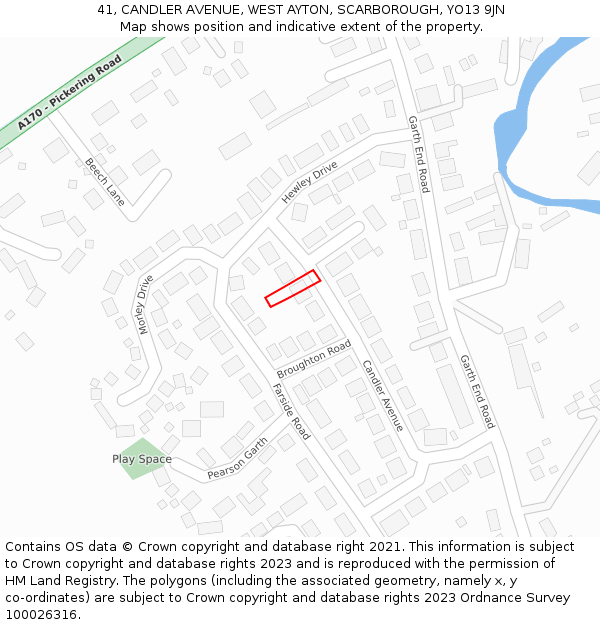 41, CANDLER AVENUE, WEST AYTON, SCARBOROUGH, YO13 9JN: Location map and indicative extent of plot