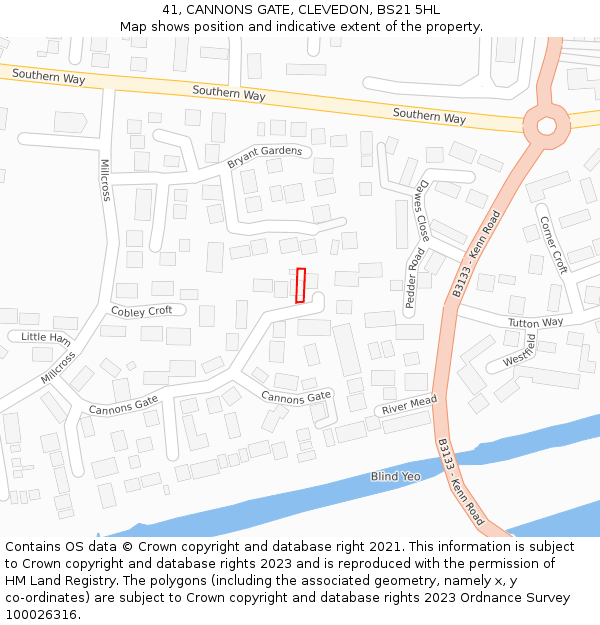 41, CANNONS GATE, CLEVEDON, BS21 5HL: Location map and indicative extent of plot